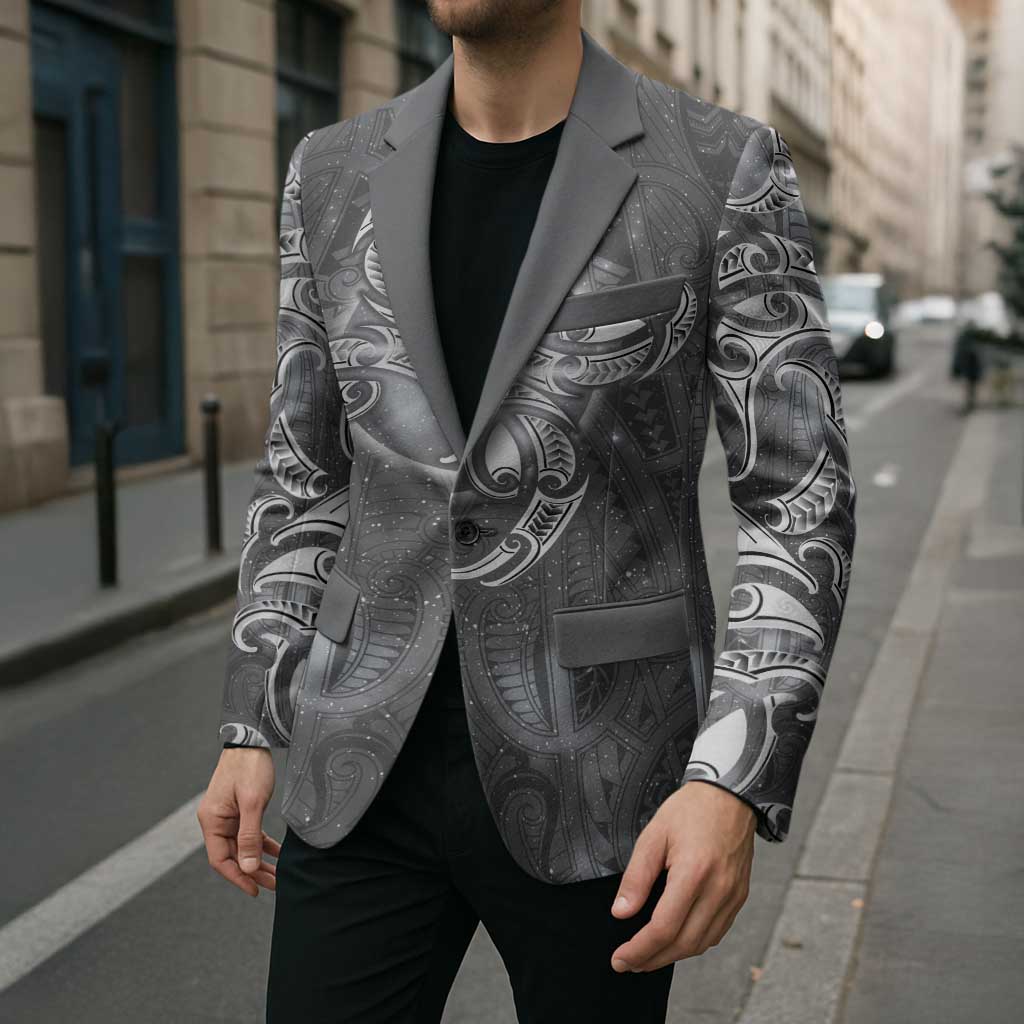 New Zealand Matariki Ururangi Blazer Maori Moko Grey Galaxy LT05 - Polynesian Pride