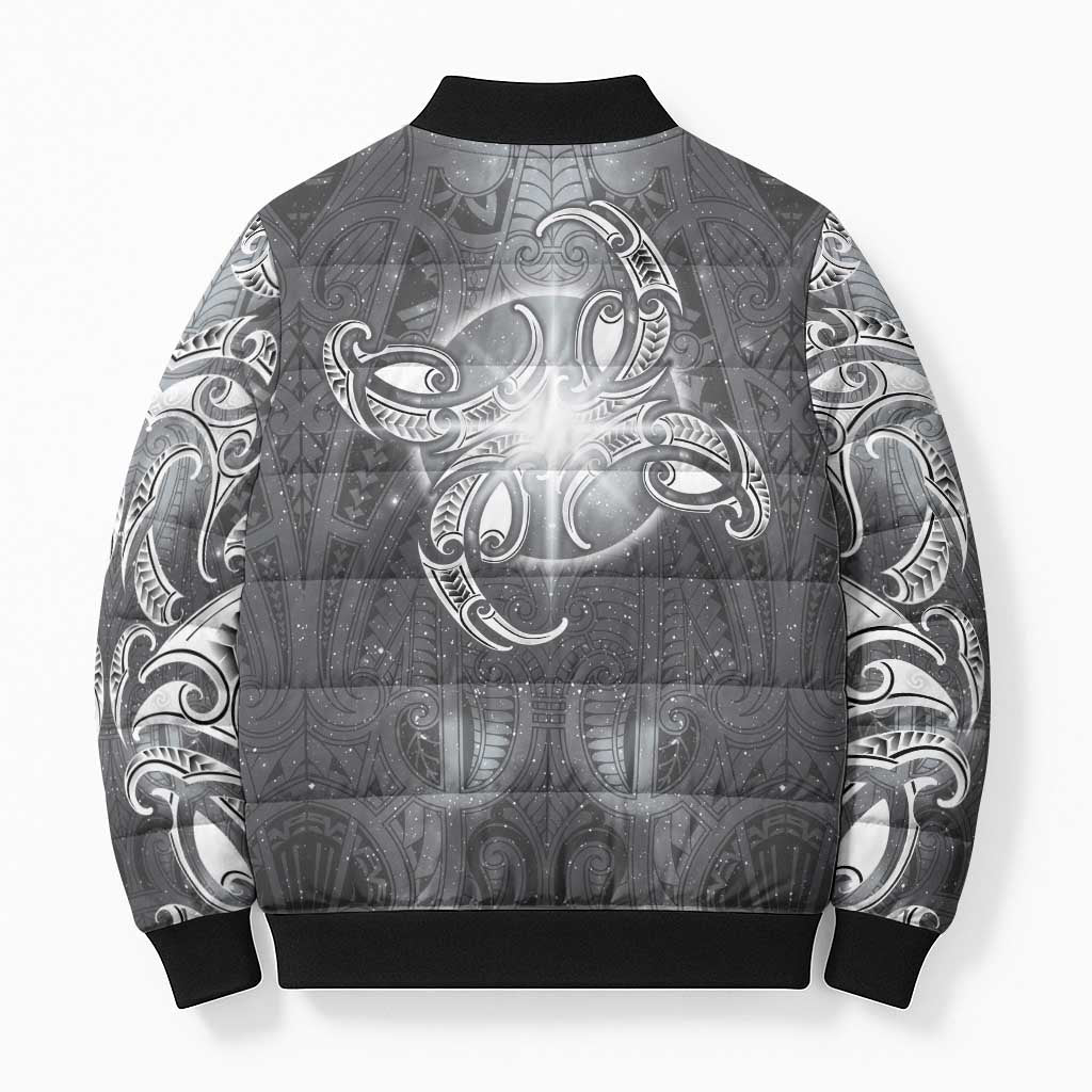 New Zealand Matariki Ururangi Bomber Puffer Jacket Maori Moko Grey Galaxy LT05 - Polynesian Pride