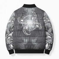 New Zealand Matariki Ururangi Bomber Puffer Jacket Maori Moko Grey Galaxy LT05 - Polynesian Pride