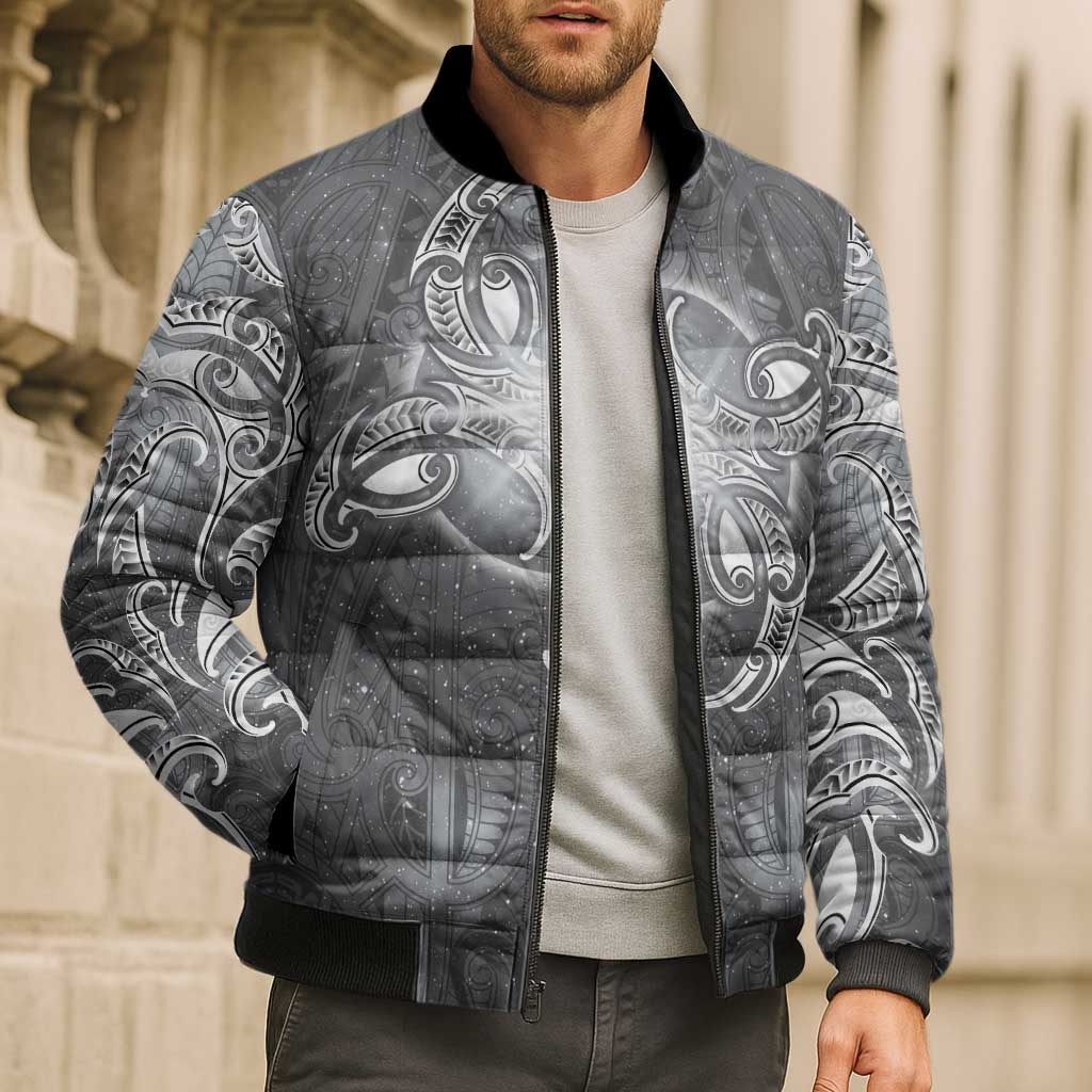 New Zealand Matariki Ururangi Bomber Puffer Jacket Maori Moko Grey Galaxy LT05 - Polynesian Pride