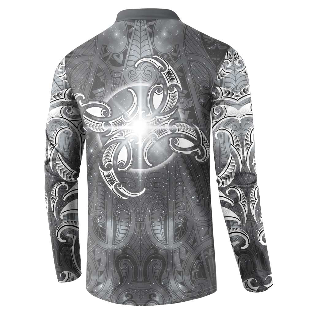New Zealand Matariki Ururangi Button Sweatshirt Maori Moko Grey Galaxy LT05 - Polynesian Pride