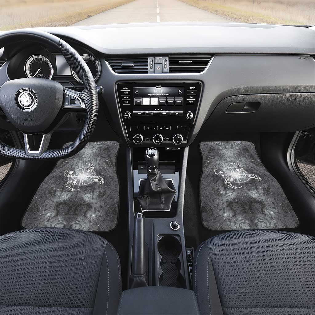 New Zealand Matariki Ururangi Car Mats Maori Moko Grey Galaxy LT05 Set 2pcs - Front Grey - Polynesian Pride