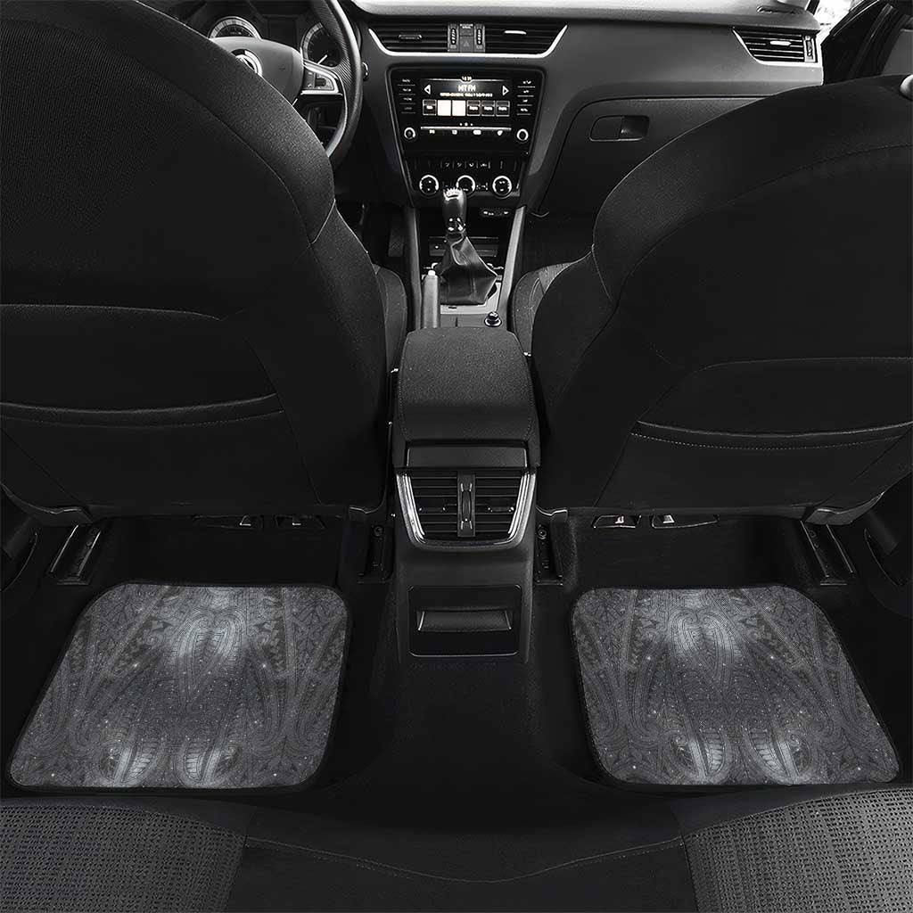 New Zealand Matariki Ururangi Car Mats Maori Moko Grey Galaxy LT05 Set 2pcs - Back Grey - Polynesian Pride
