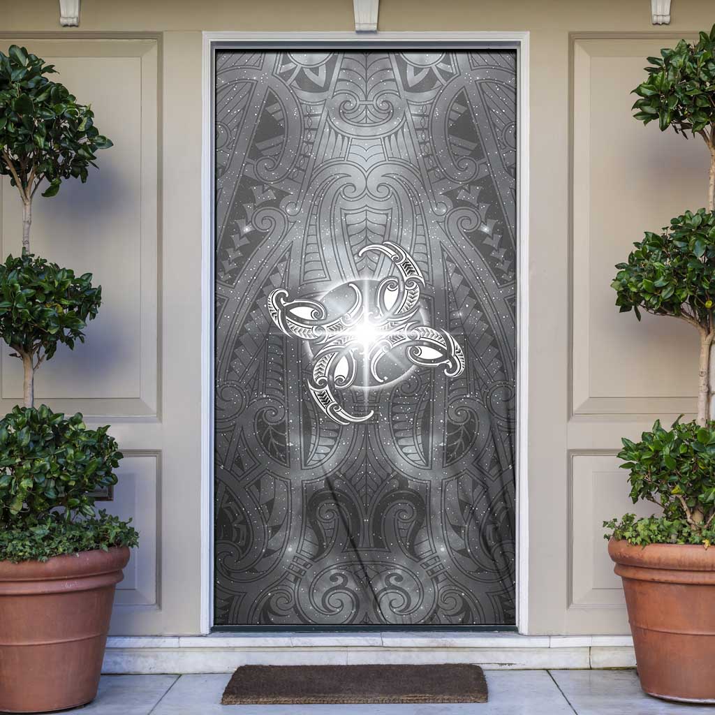 New Zealand Matariki Ururangi Door Cover Maori Moko Grey Galaxy