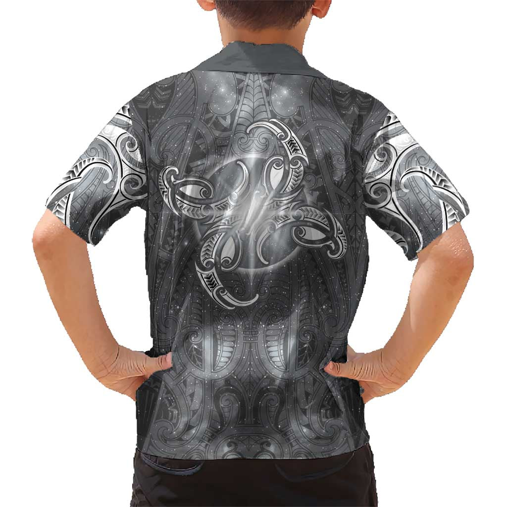 New Zealand Matariki Ururangi Family Matching Long Sleeve Bodycon Dress and Hawaiian Shirt Maori Moko Grey Galaxy