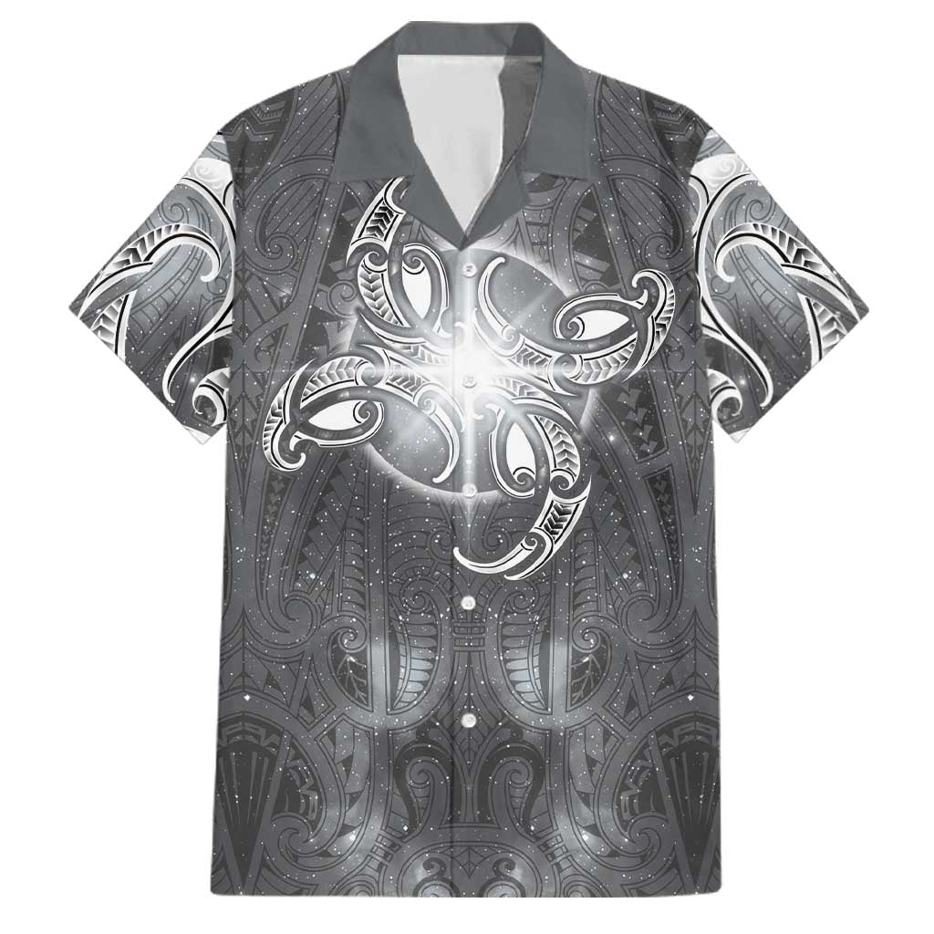 New Zealand Matariki Ururangi Family Matching Long Sleeve Bodycon Dress and Hawaiian Shirt Maori Moko Grey Galaxy
