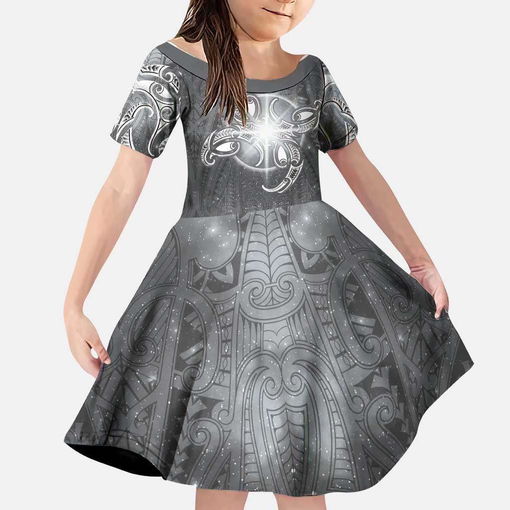 New Zealand Matariki Ururangi Family Matching Mermaid Dress and Hawaiian Shirt Maori Moko Grey Galaxy