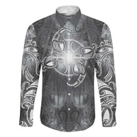 New Zealand Matariki Ururangi Family Matching Off Shoulder Short Dress and Hawaiian Shirt Maori Moko Grey Galaxy