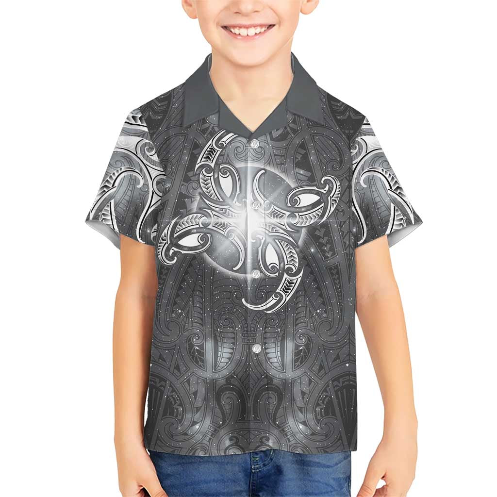 New Zealand Matariki Ururangi Family Matching Puletasi and Hawaiian Shirt Maori Moko Grey Galaxy