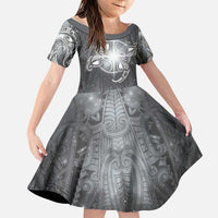 New Zealand Matariki Ururangi Family Matching Tank Maxi Dress and Hawaiian Shirt Maori Moko Grey Galaxy