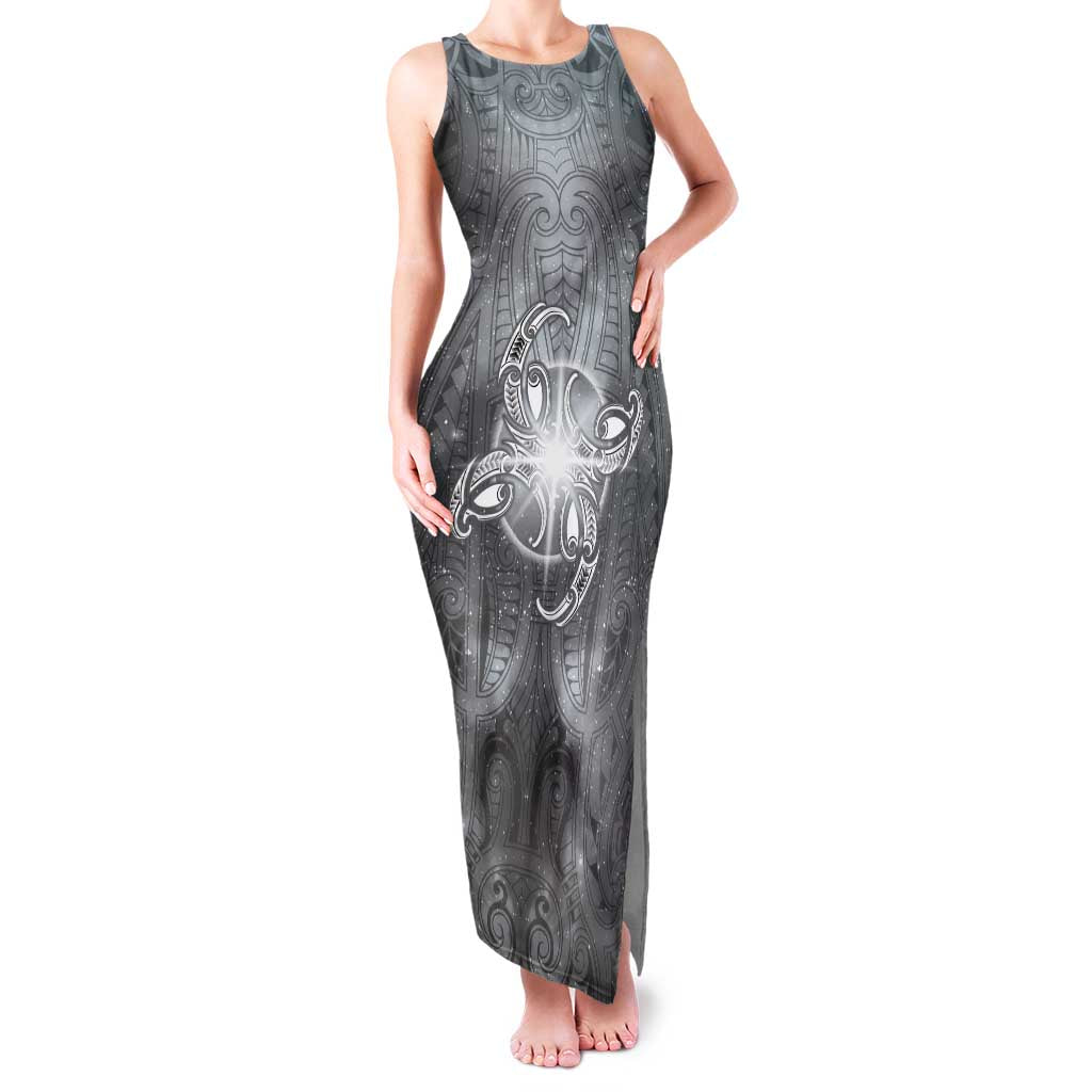 New Zealand Matariki Ururangi Family Matching Tank Maxi Dress and Hawaiian Shirt Maori Moko Grey Galaxy