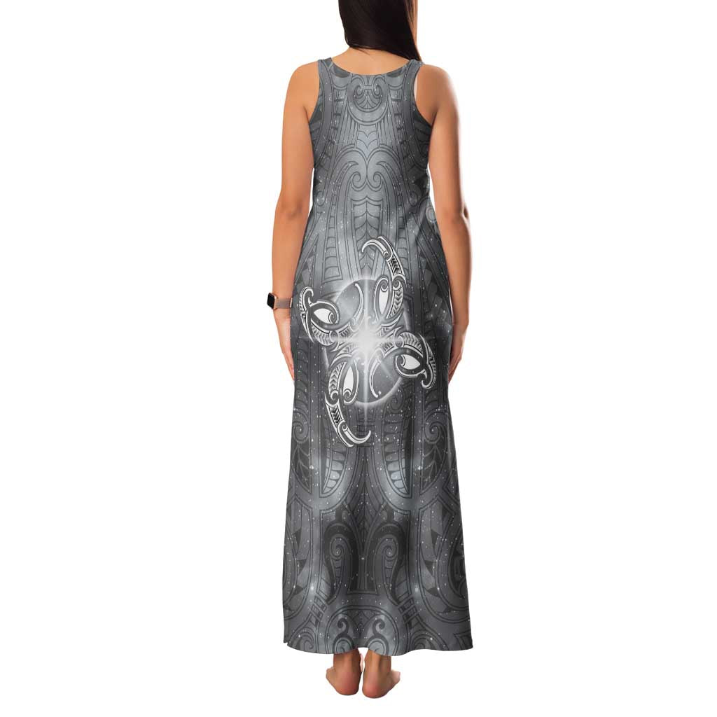 New Zealand Matariki Ururangi Family Matching Tank Maxi Dress and Hawaiian Shirt Maori Moko Grey Galaxy