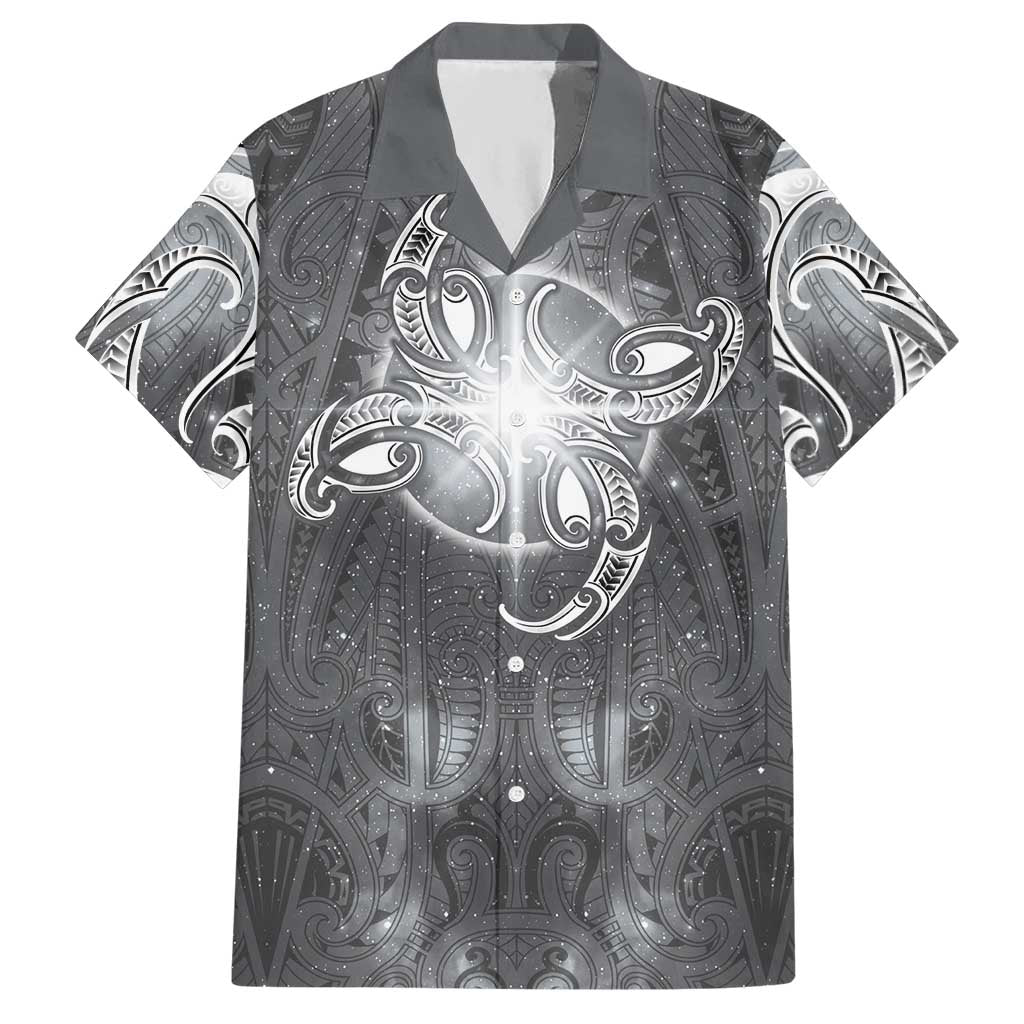 New Zealand Matariki Ururangi Hawaiian Shirt Maori Moko Grey Galaxy