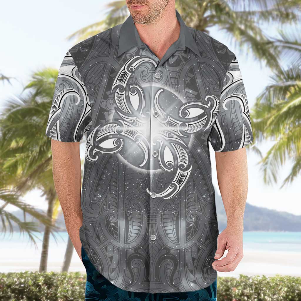 New Zealand Matariki Ururangi Hawaiian Shirt Maori Moko Grey Galaxy LT05 - Polynesian Pride