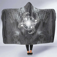 New Zealand Matariki Ururangi Hooded Blanket Maori Moko Grey Galaxy LT05 One Size Grey - Polynesian Pride