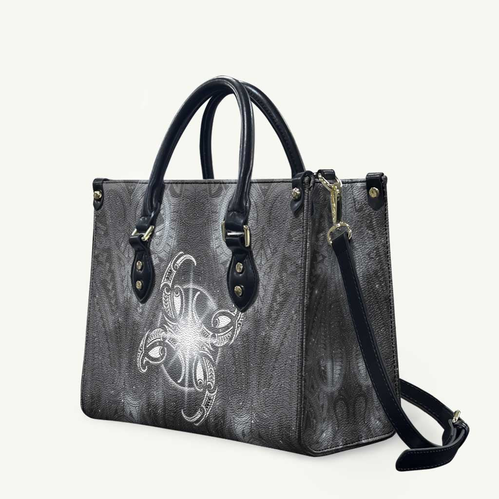 New Zealand Matariki Ururangi Leather Bag Maori Moko Grey Galaxy