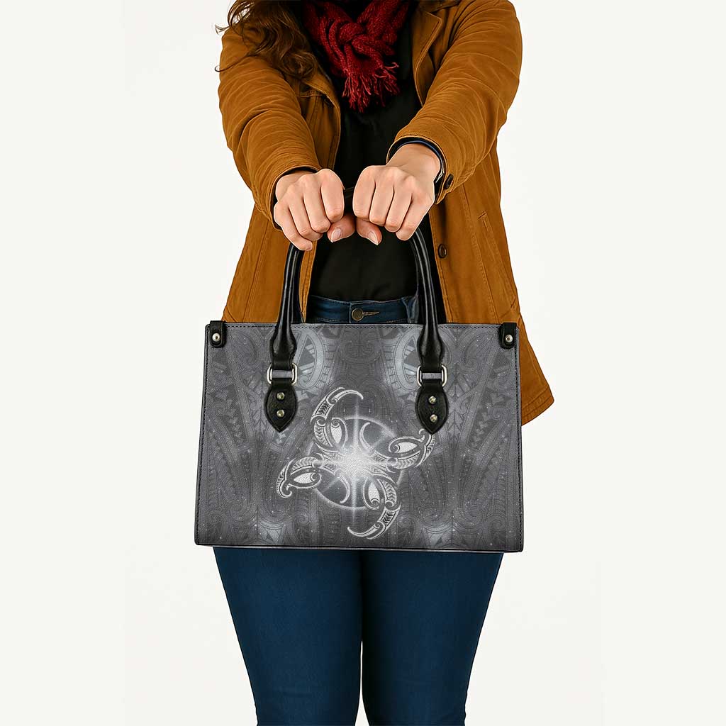 New Zealand Matariki Ururangi Leather Bag Maori Moko Grey Galaxy LT05 - Polynesian Pride