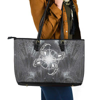 New Zealand Matariki Ururangi Leather Tote Bag Maori Moko Grey Galaxy LT05 - Polynesian Pride