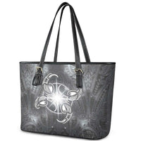 New Zealand Matariki Ururangi Leather Tote Bag Maori Moko Grey Galaxy LT05 - Polynesian Pride
