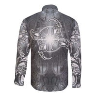 New Zealand Matariki Ururangi Long Sleeve Button Shirt Maori Moko Grey Galaxy LT05 - Polynesian Pride