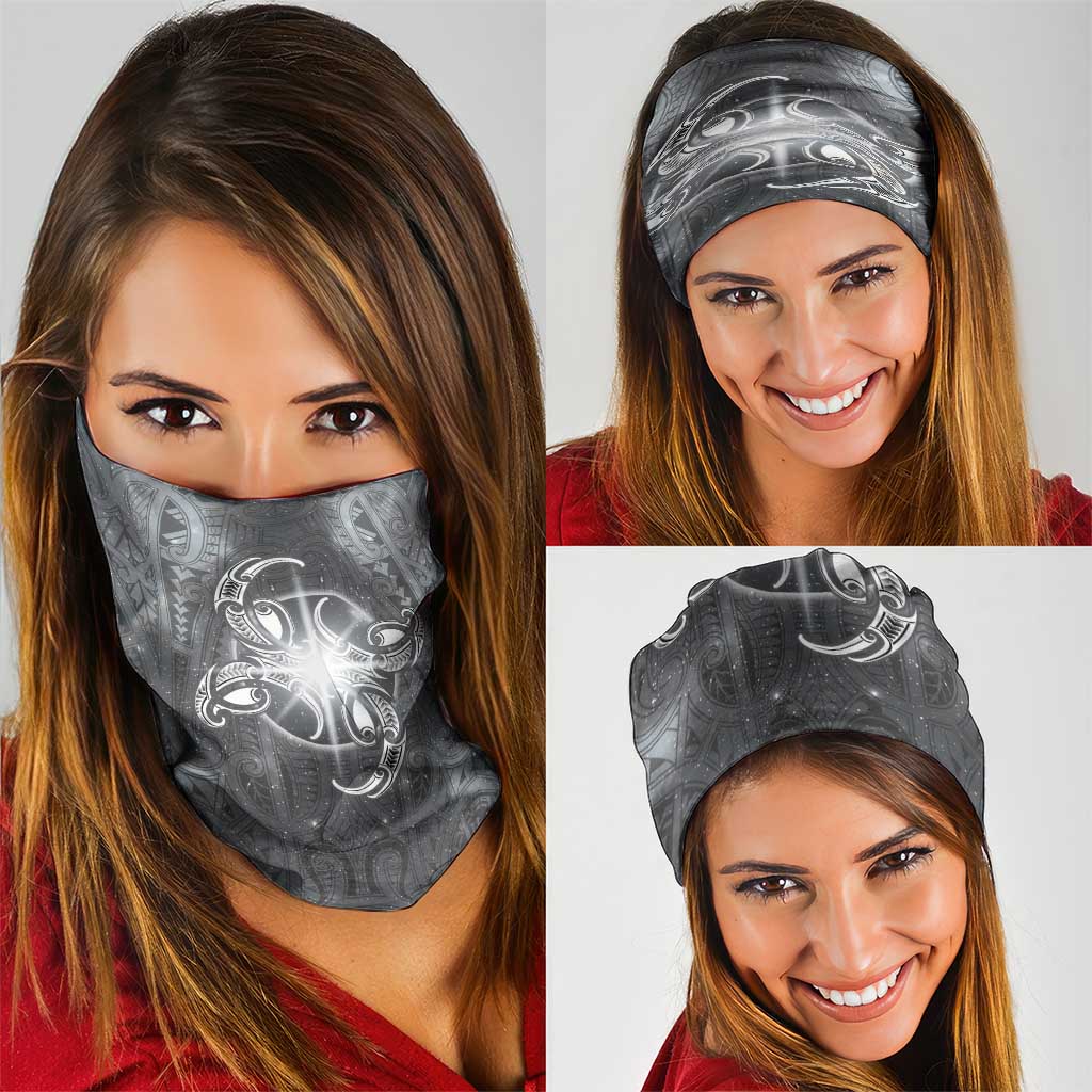 New Zealand Matariki Ururangi Neck Gaiter Maori Moko Grey Galaxy LT05 - Polynesian Pride
