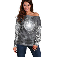 New Zealand Matariki Ururangi Off Shoulder Sweater Maori Moko Grey Galaxy