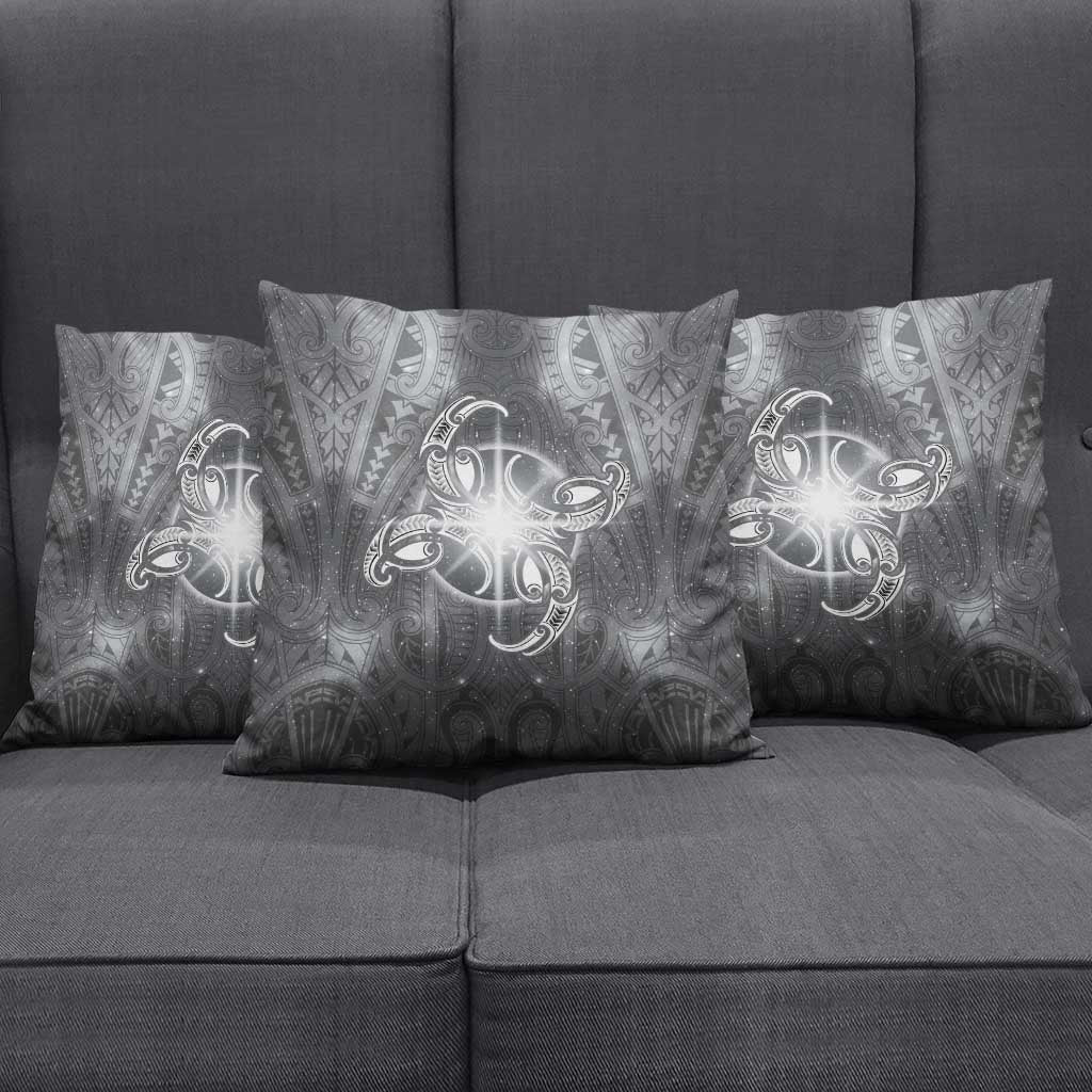 New Zealand Matariki Ururangi Pillow Cover Maori Moko Grey Galaxy