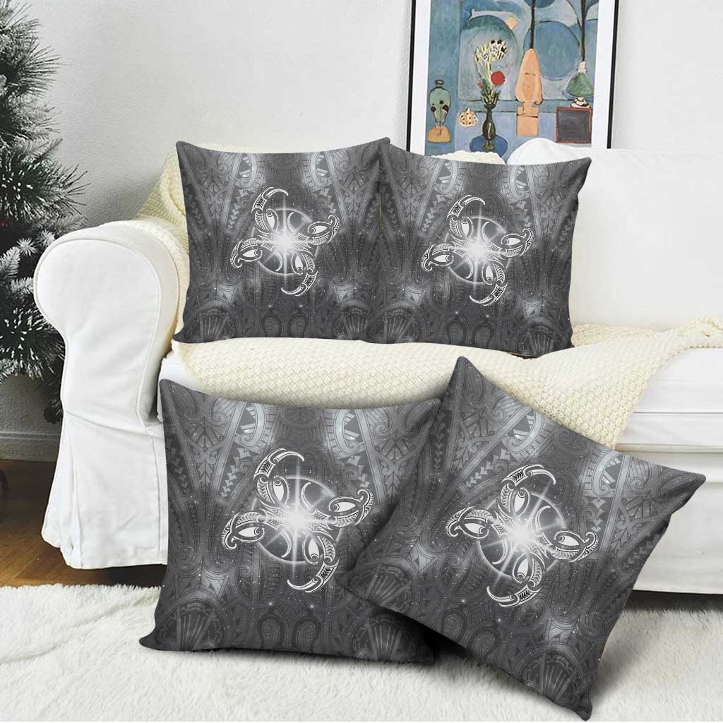 New Zealand Matariki Ururangi Pillow Cover Maori Moko Grey Galaxy