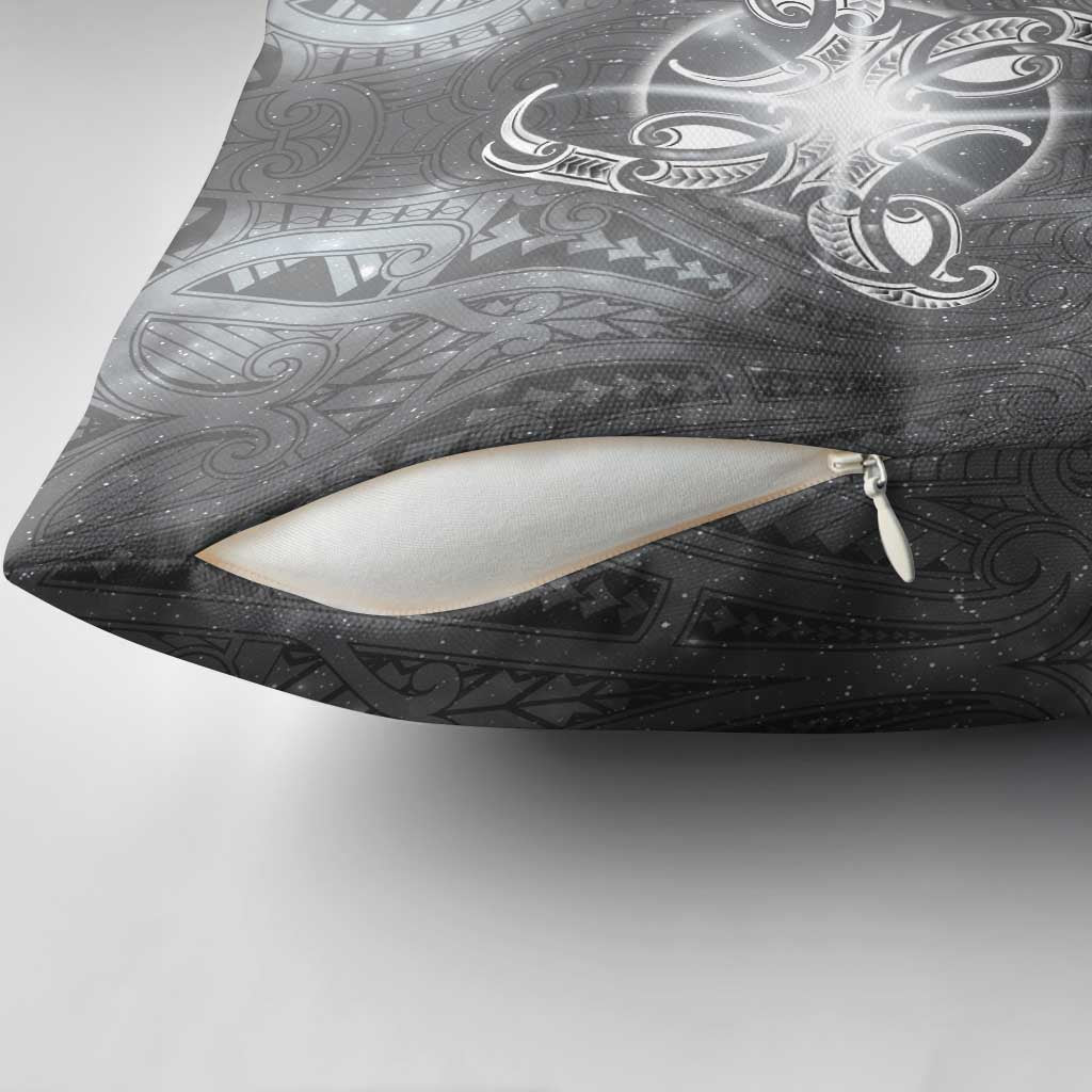 New Zealand Matariki Ururangi Pillow Cover Maori Moko Grey Galaxy