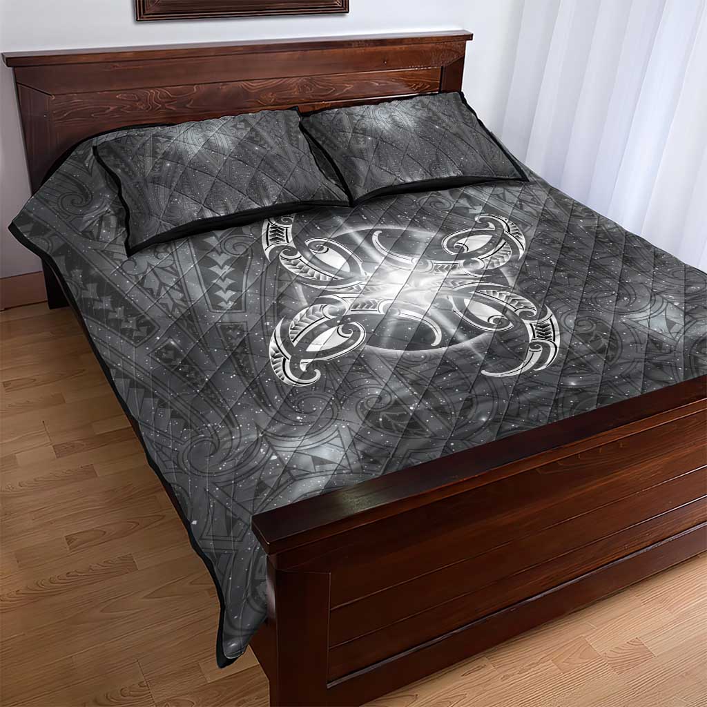 New Zealand Matariki Ururangi Quilt Bed Set Maori Moko Grey Galaxy LT05 - Polynesian Pride