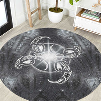 New Zealand Matariki Ururangi Round Carpet Maori Moko Grey Galaxy LT05 Grey - Polynesian Pride