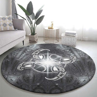 New Zealand Matariki Ururangi Round Carpet Maori Moko Grey Galaxy LT05 - Polynesian Pride