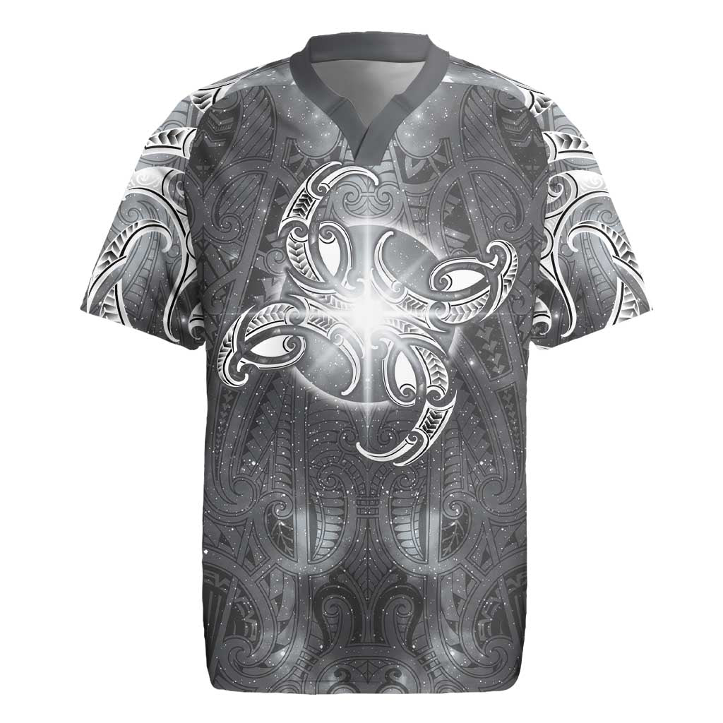 New Zealand Matariki Ururangi Rugby Jersey Maori Moko Grey Galaxy LT05 Grey - Polynesian Pride