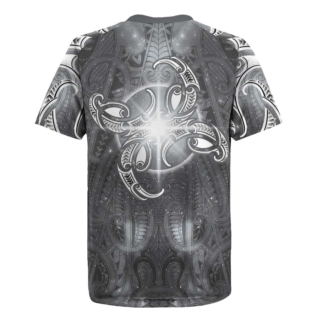 New Zealand Matariki Ururangi Rugby Jersey Maori Moko Grey Galaxy LT05 - Polynesian Pride