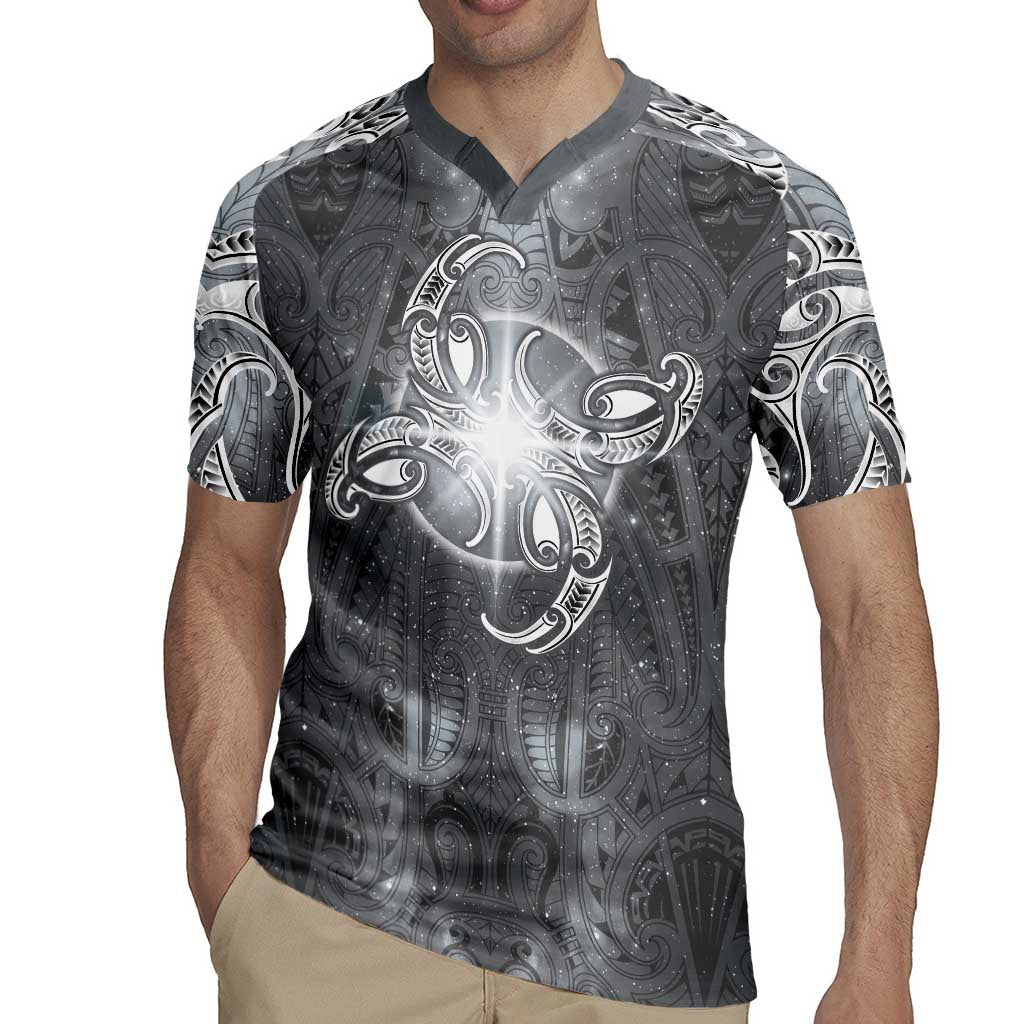New Zealand Matariki Ururangi Rugby Jersey Maori Moko Grey Galaxy LT05 - Polynesian Pride