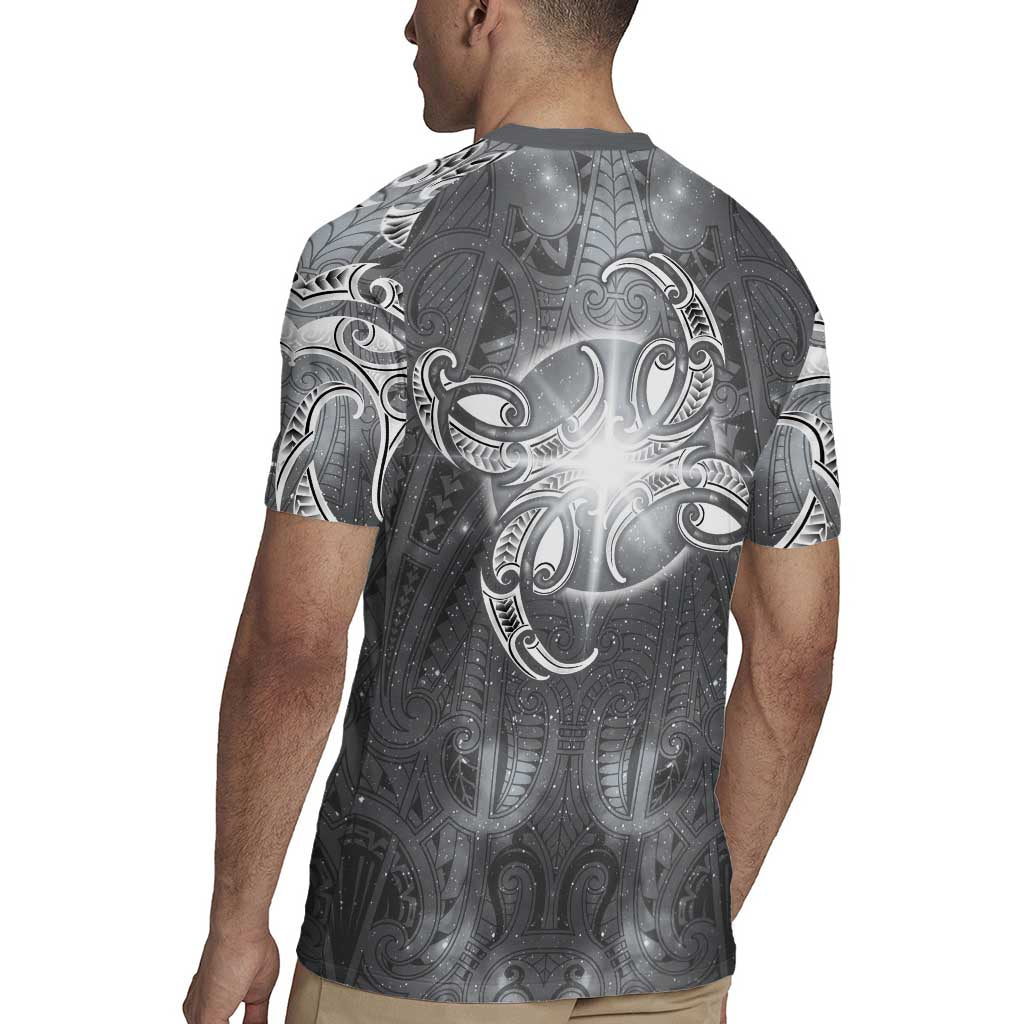 New Zealand Matariki Ururangi Rugby Jersey Maori Moko Grey Galaxy LT05 - Polynesian Pride