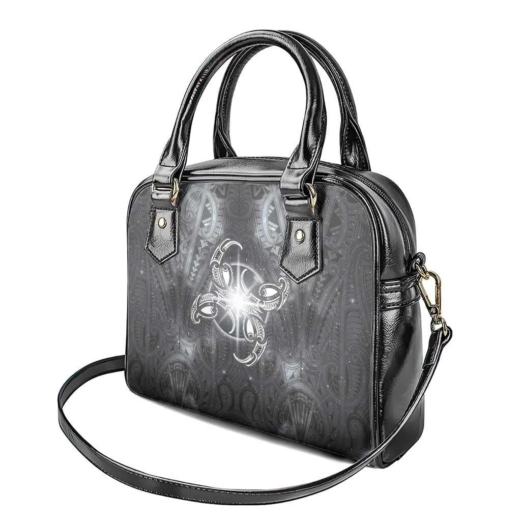 New Zealand Matariki Ururangi Shoulder Handbag Maori Moko Grey Galaxy