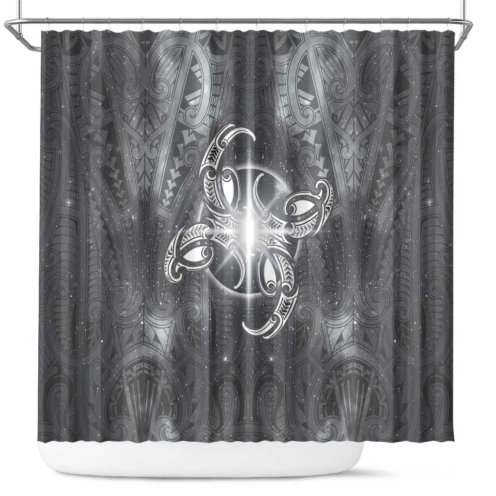 New Zealand Matariki Ururangi Shower Curtain Maori Moko Grey Galaxy LT05 Grey - Polynesian Pride