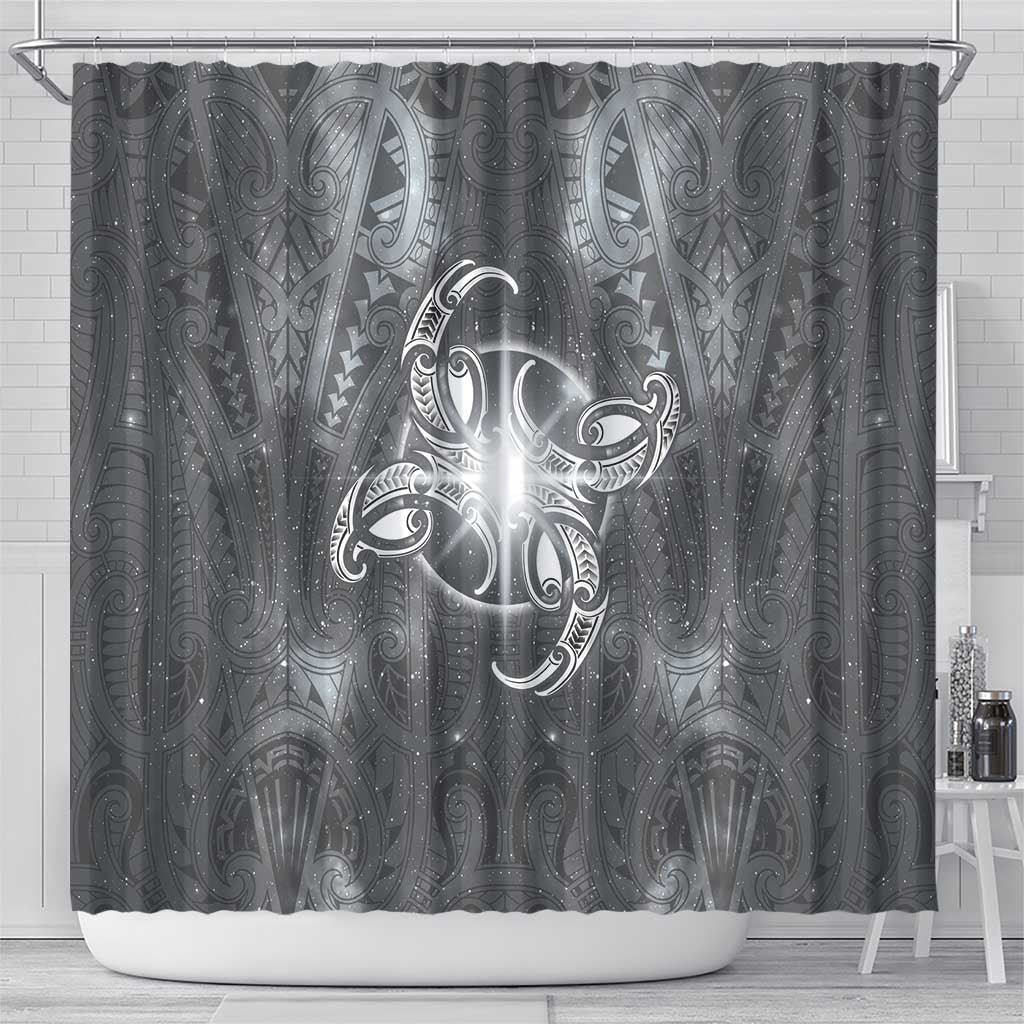 New Zealand Matariki Ururangi Shower Curtain Maori Moko Grey Galaxy LT05 - Polynesian Pride