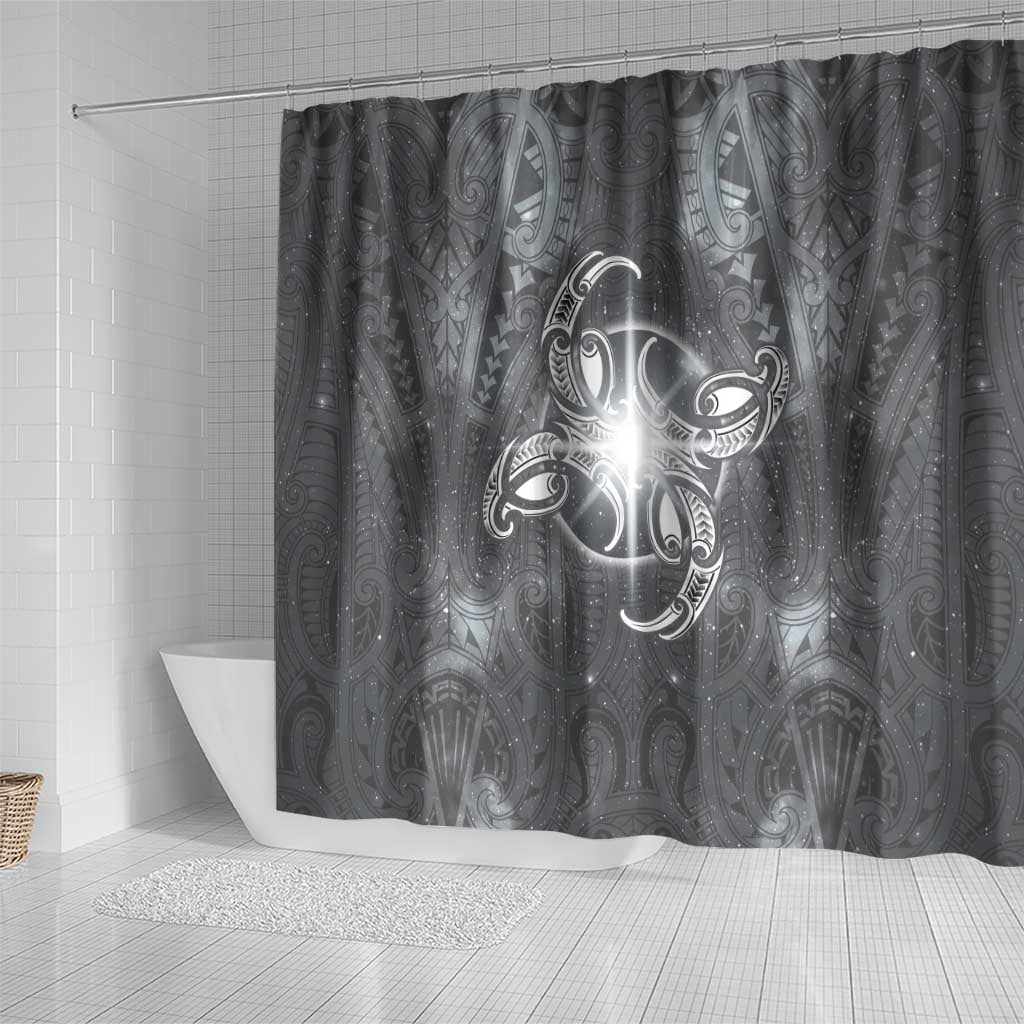 New Zealand Matariki Ururangi Shower Curtain Maori Moko Grey Galaxy LT05 - Polynesian Pride