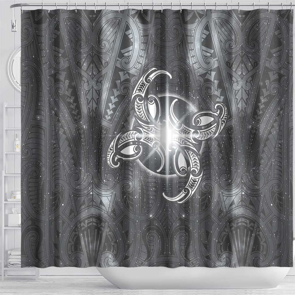 New Zealand Matariki Ururangi Shower Curtain Maori Moko Grey Galaxy LT05 - Polynesian Pride