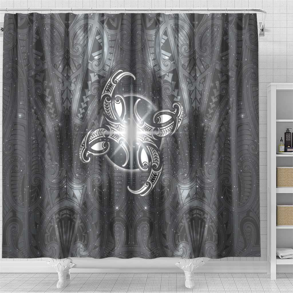 New Zealand Matariki Ururangi Shower Curtain Maori Moko Grey Galaxy LT05 - Polynesian Pride