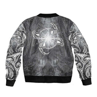 New Zealand Matariki Ururangi Sleeve Zip Bomber Jacket Maori Moko Grey Galaxy LT05 - Polynesian Pride