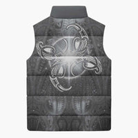 New Zealand Matariki Ururangi Sleeveless Puffer Jacket Maori Moko Grey Galaxy LT05 - Polynesian Pride