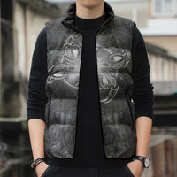 New Zealand Matariki Ururangi Sleeveless Puffer Jacket Maori Moko Grey Galaxy LT05 - Polynesian Pride