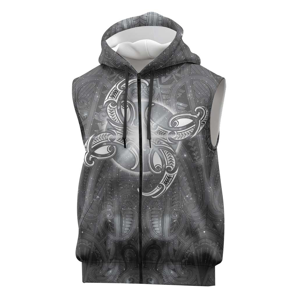 New Zealand Matariki Ururangi Sleeveless Zip Hoodie Maori Moko Grey Galaxy LT05 Grey - Polynesian Pride