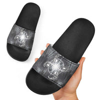 New Zealand Matariki Ururangi Slide Sandals Maori Moko Grey Galaxy LT05 - Polynesian Pride