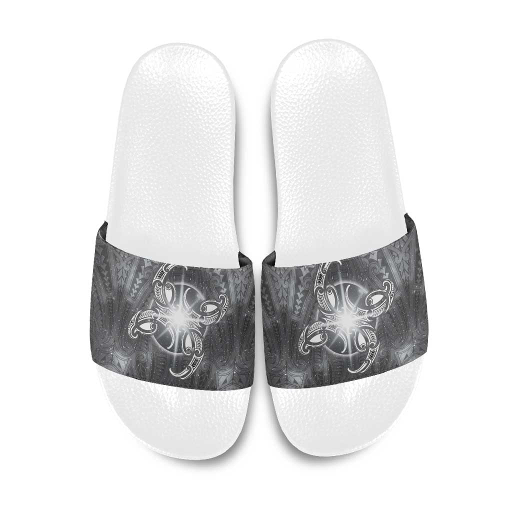 New Zealand Matariki Ururangi Slide Sandals Maori Moko Grey Galaxy LT05 Grey - Polynesian Pride