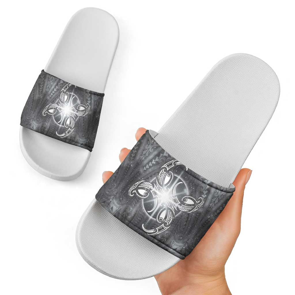 New Zealand Matariki Ururangi Slide Sandals Maori Moko Grey Galaxy LT05 - Polynesian Pride