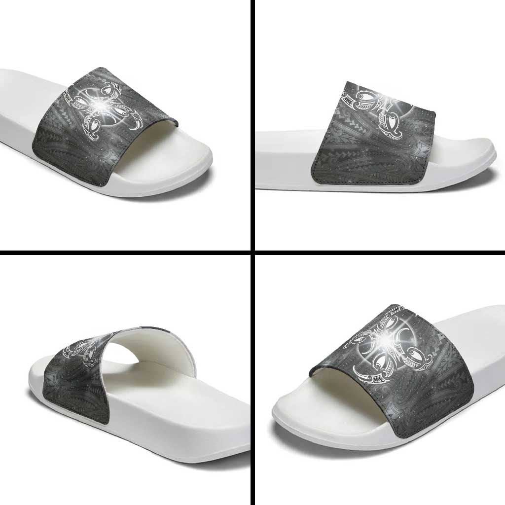New Zealand Matariki Ururangi Slide Sandals Maori Moko Grey Galaxy LT05 - Polynesian Pride